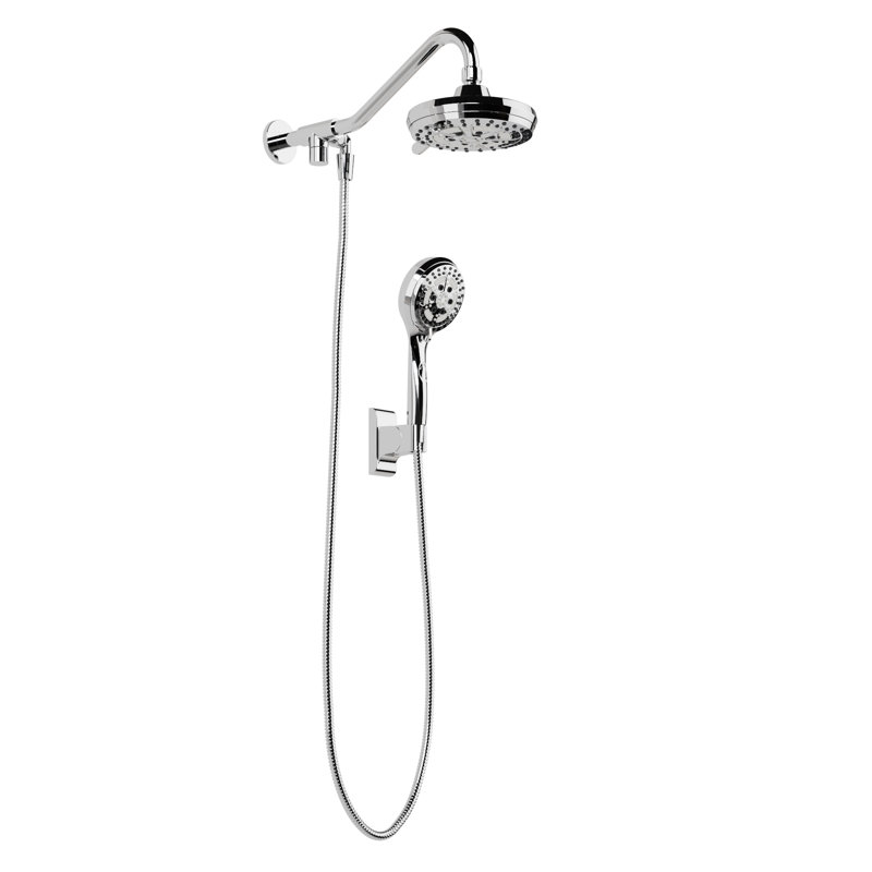 Oasis 8-in Drill-less Shower System with Multi-Function Showerhead and Handshower 1.8 GPM, Chrome