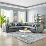 Modway Commix Down Filled Overstuffed Vegan Leather 5-Piece Sectional Sofa