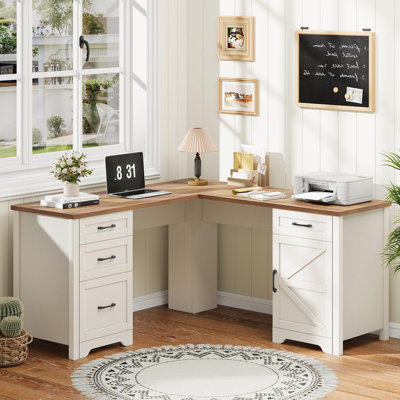 59” L Shaped Executive Desk With Power Outlets