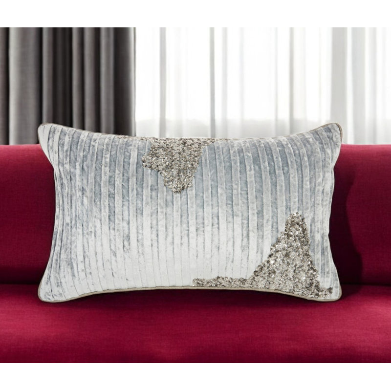 12" X 20" Periwinkle Cotton Throw Pillow, Gray