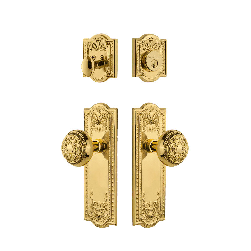 Nostalgic Warehouse Meadows Entry Set with Egg & Dart Knob, Unlacquered Brass, 2.375
