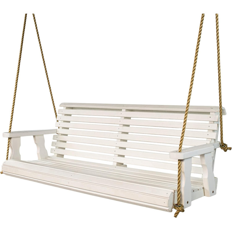 Amish Casual 700 lb Balancelle de véranda blanche roulée avec cordes de suspension, L 62,75 po