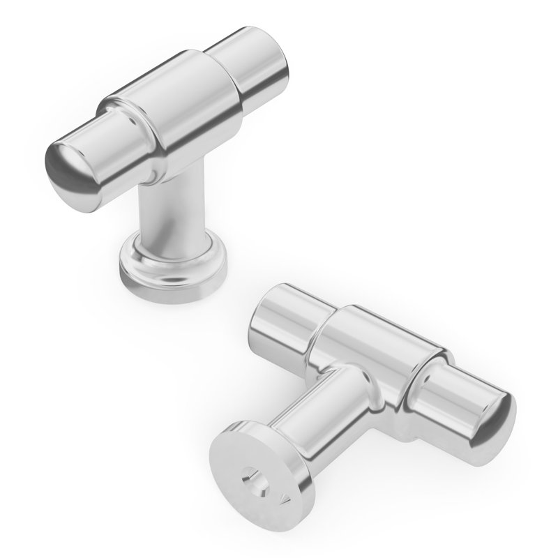 Poignée en T de la collection Piper - 1-5 / 8 "x 5/8" Chrome - Quincaillerie de style Mid-Century pour tiroirs et armoires