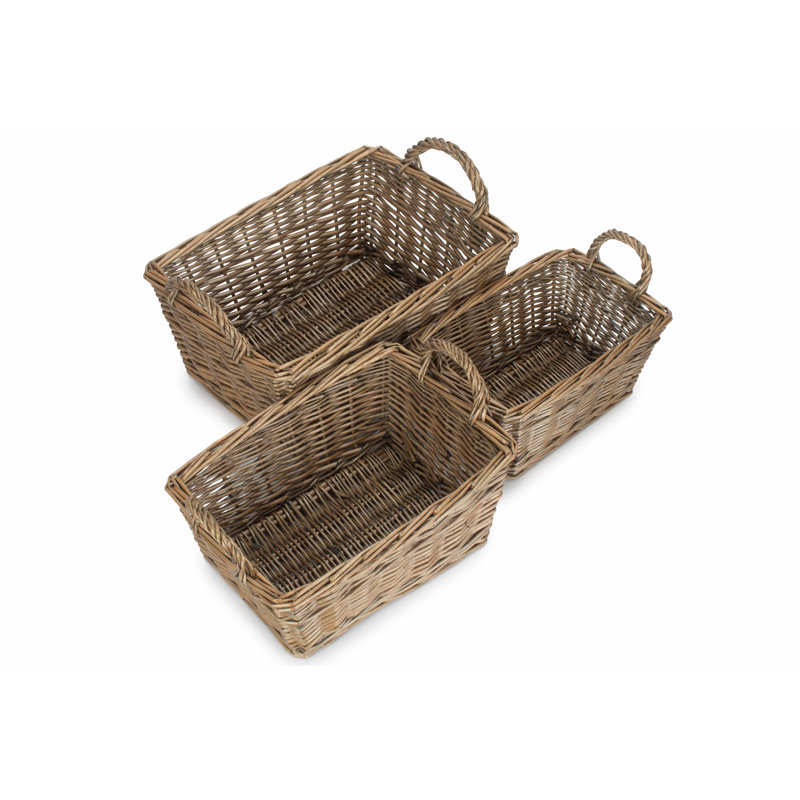 Wicker 3 Piece Storage Basket Set
