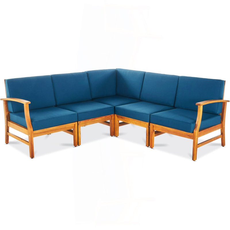 5-Pcs Sofa Set, Blue, Blue