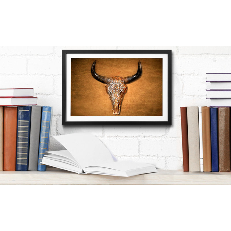 Bison Skull - Single Picture Frame Print, 40cm H x 60cm W