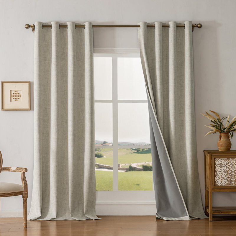 Ensemble de 2 panneaux de rideaux occultant 100% polyester Leming, L 52 po x L 63 po, Lin lin