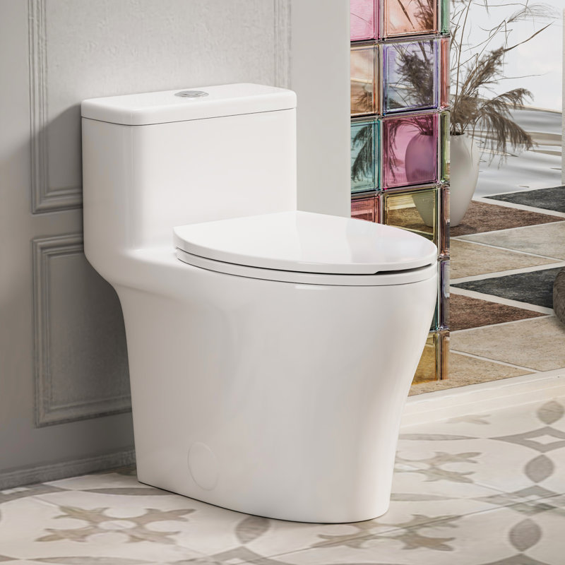One-Piece Toilet With Ada Chair Height, High-Efficiency Map 1000G Flush, And Dual Flush 0.8/1.28 Gpf, Modern Toilet Bowl For 12" Rough-In
