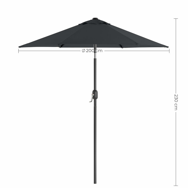 Wes 200cm Market Parasol, Grey