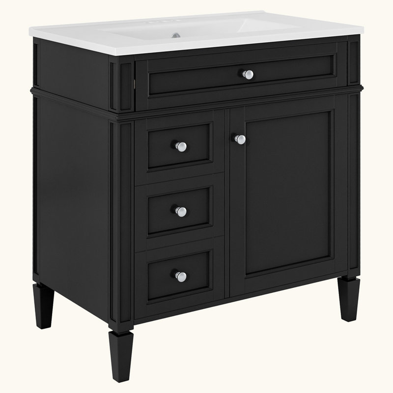 Modern Bathroom Storage Cabinet with Top Sink and a Tip-out Drawer