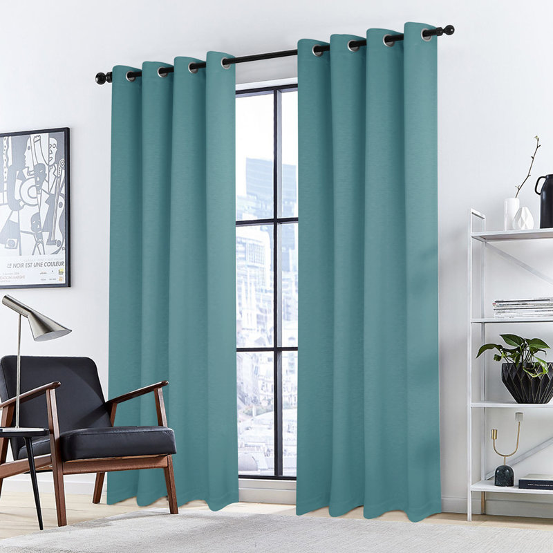 Ensemble de 2 rideaux isolants Lingle, Bleu sarcelle
