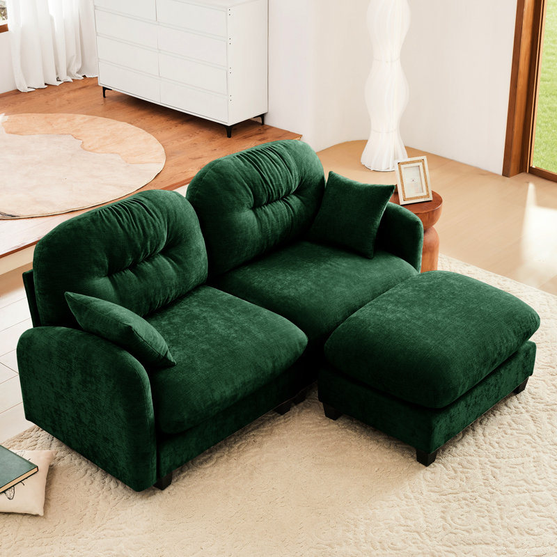2 canapés en chenille avec dossier plissé, haut, pour un tissu de nuage compact et confortable, 36.6" H x 74" W x 34.2" D, 2