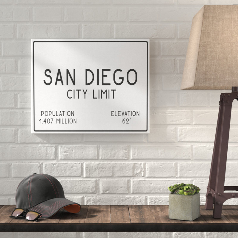 «San Diego City Limit» par Daphne Polselli, reproduction d'art textuel sur toile, H 16 po x l 20 po, Toile tendue