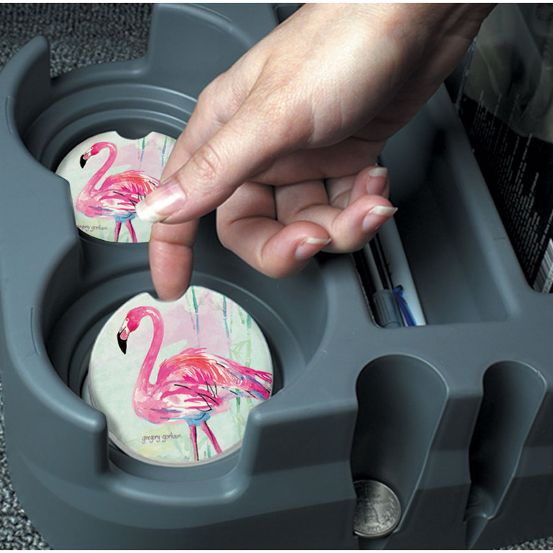 Sous-verre absorbant pierre flamant rose
