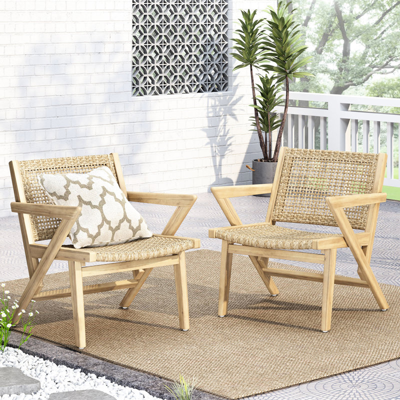 Transitional Outdoor Chairs  2  - & Wood Brown Club Of 2 Solid
