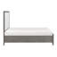 Lit double Owan, rangement de pied de lit à 2 tiroirs, panneau moderne gris et ivoire-124561723