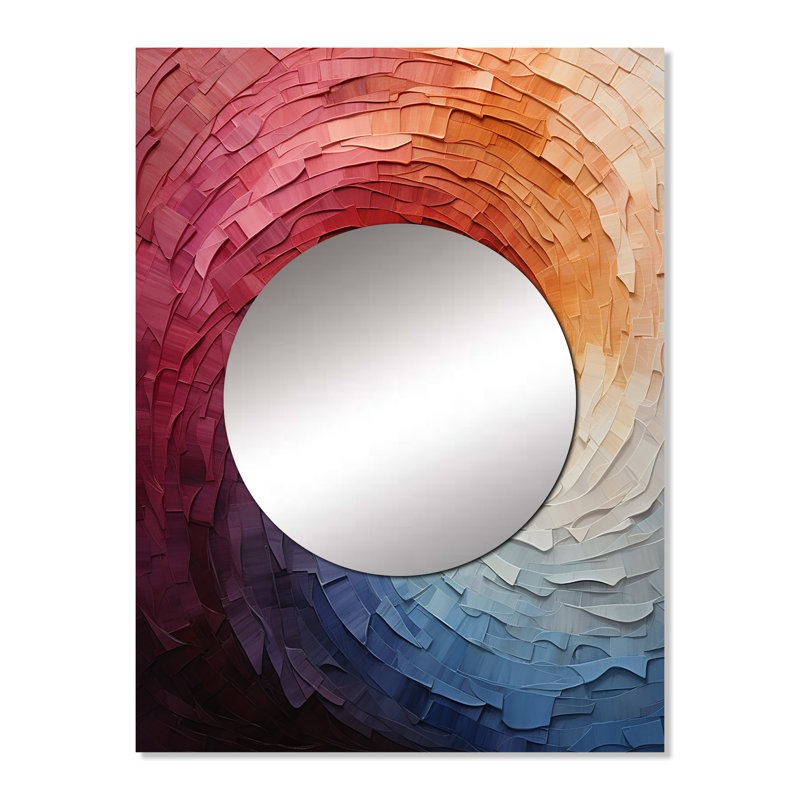 Colorful Rainbow Wave I - miroir mural unique en arc-en-ciel, miroir traditionnel, impression sur métal, 32 po x 24 po
