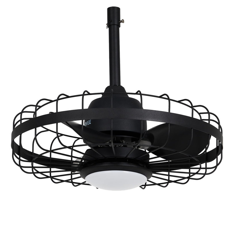 Ventilateur de plafond d'extérieur de 20 po avec lumières, ventilateur de cage enfichable avec télécommande et application intelligente, ventilateurs de pavillon imperméables IP44 avec 6 vitesses réversibles, minuterie, 3CCT pour porche de patio extérieur, noir