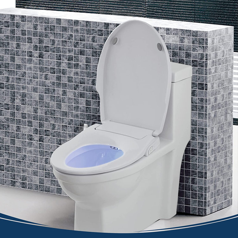 White Slim Zero Round Bidet Toilet Seat with Night Light