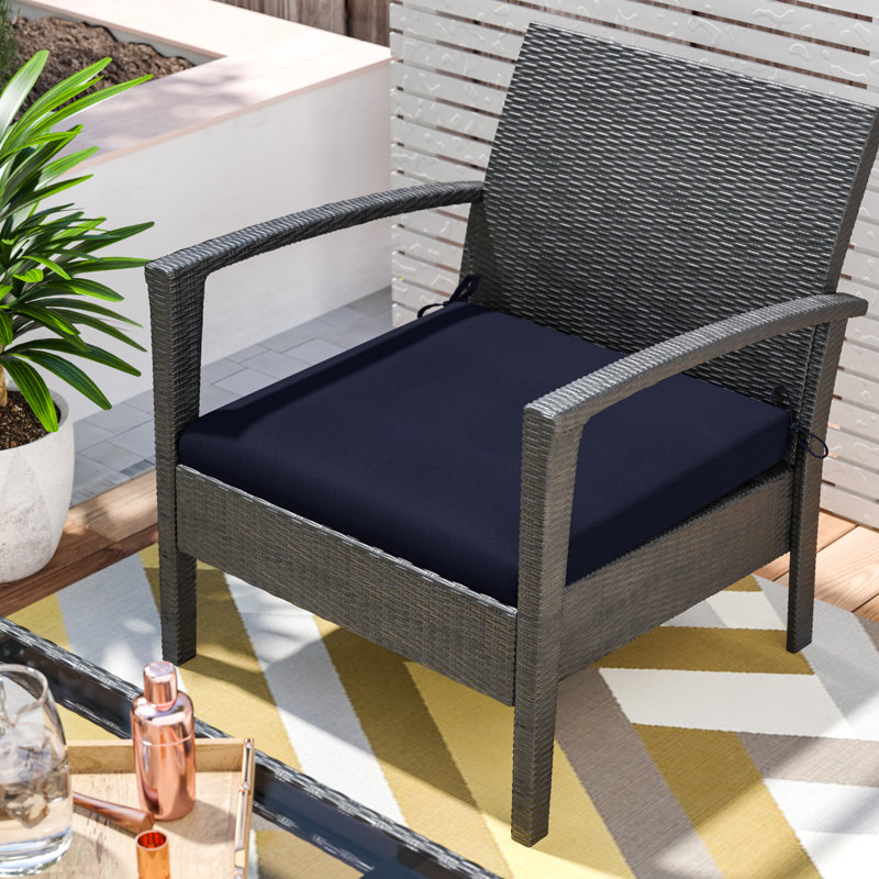 Outdoor 3'' Dining Chair Back Cushion, Canvas Navy, 19" W x 19" D, 1