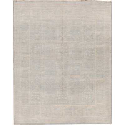 Tapis turquoise et beige noué à la main de haute qualité