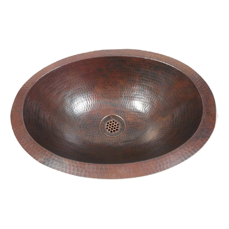 16" Oval Copper Bathroom, Wine & Whiskey Barrel Sink, Drain Included