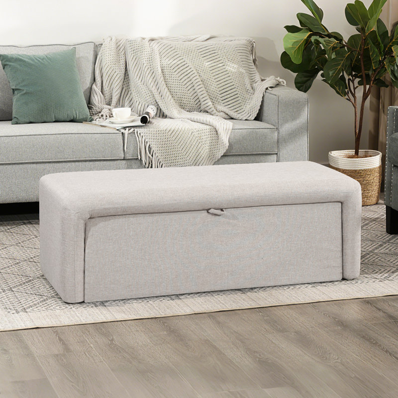 Banc de rangement avec repose-pieds 48 po, Beige
