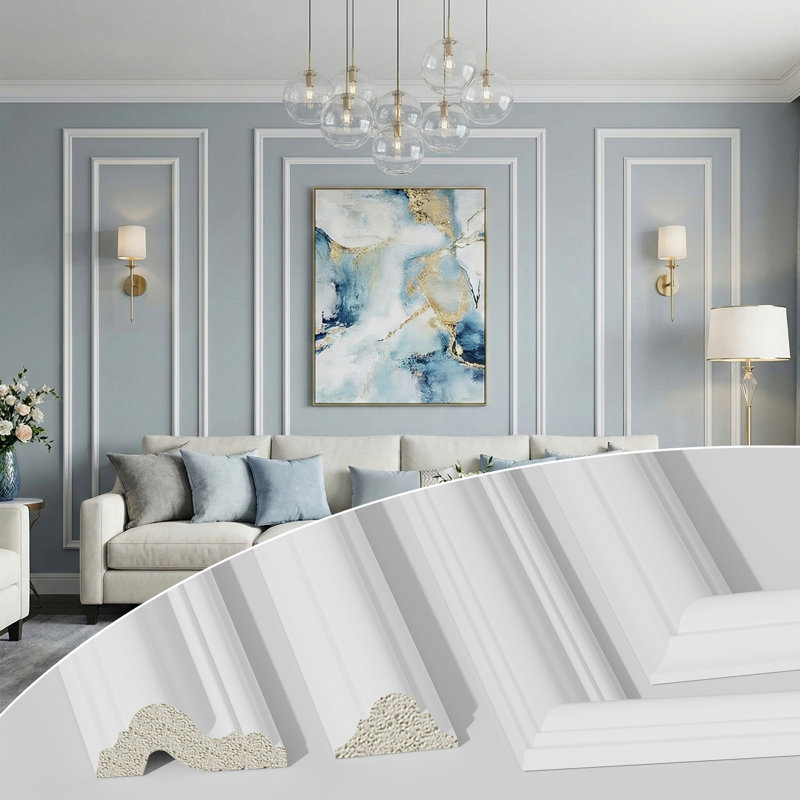 Pre-Cut Wall Molding Kit for Accent Walls –3-Frame Layered Wall Trim Panels, Paintable PS for DIY Full Wall Accent in Living Room, Bedroom, and Dining Room