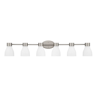 3-Light Brushed Brass Vanity Light with Acid-Etched Opal Glass Shades
