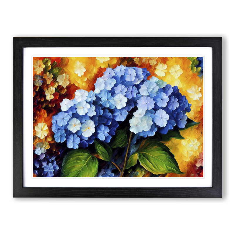 Hydrangea Flower Vol.3 - Single Picture Frame Painting, Black, 25cm H x 34cm W x 2cm D