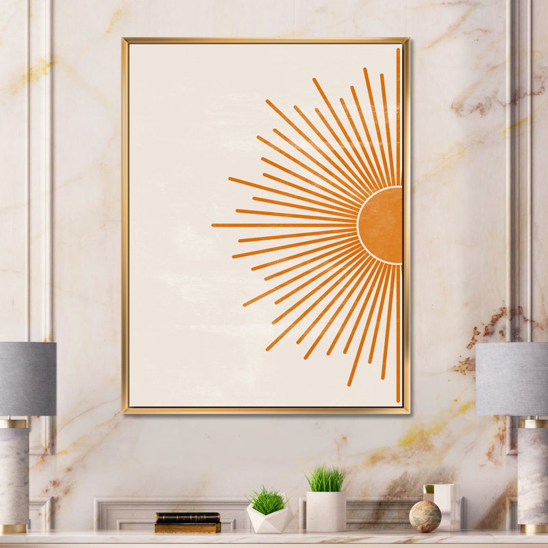 Impression de soleil orange I - cadre flottant, impression sur toile, Encadrement doré, H 32 po x l 24 po x P 1 po