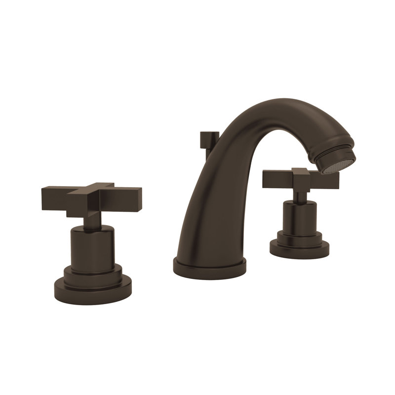 Lombardia Widespread Lavatory Faucet With C-Spout, Tuscan Brass, Cross Handle