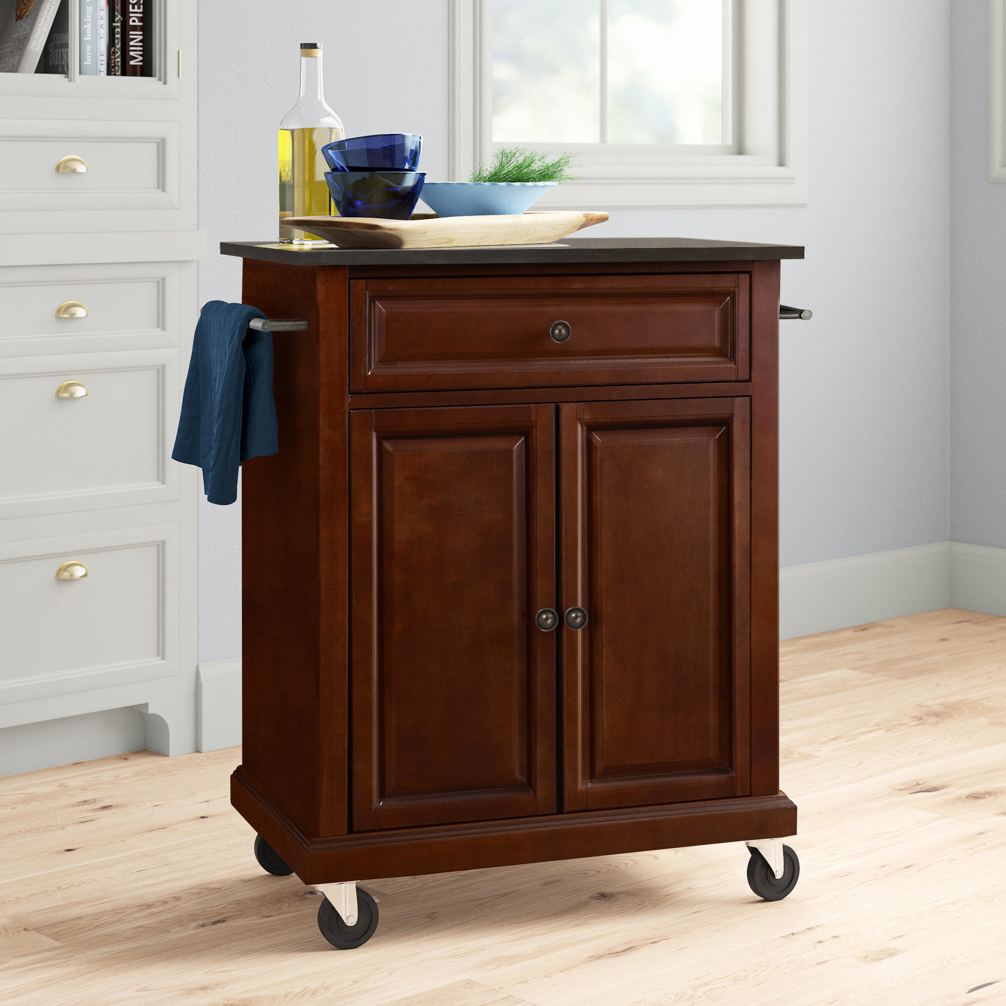 Three Posts™ Hedon Kitchen Cart with Stainless Steel Top & Reviews