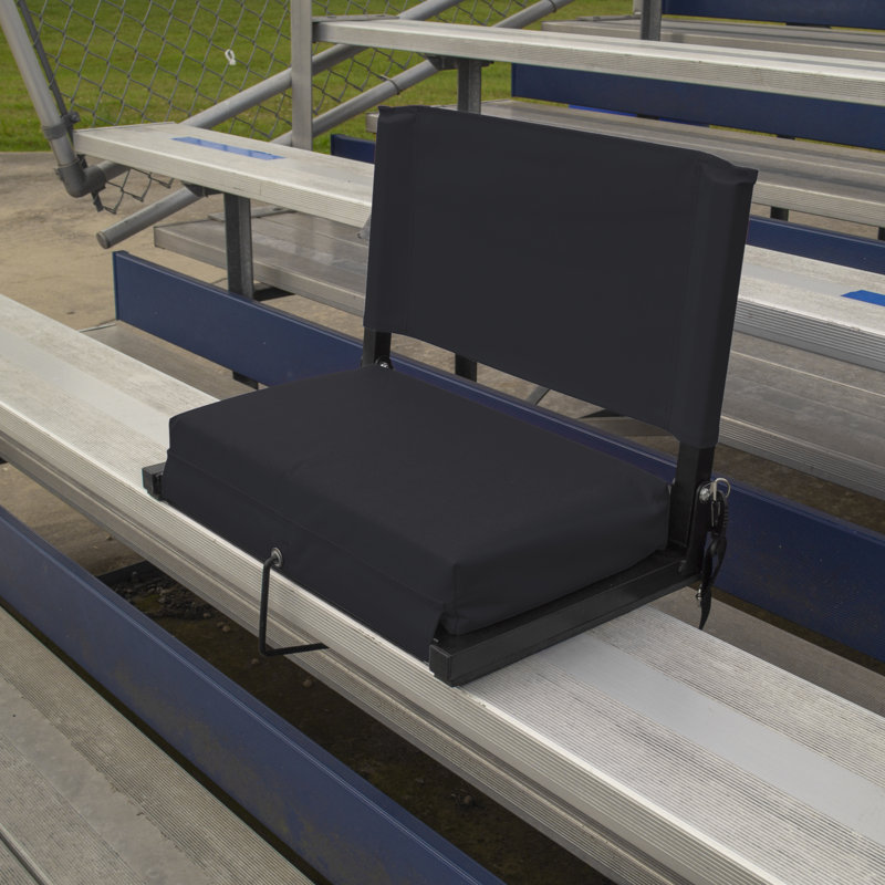 Siège de stade pliant avec coussin, Noir