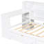 Lit plateforme simple en bois avec rangement spacieux, 2 tiroirs, charge, éclairage à DEL, bureau et tête de lit tapissier doux, blanc beige avec 8 tablettes de rangement, station de charge, DEL réglable-257682235