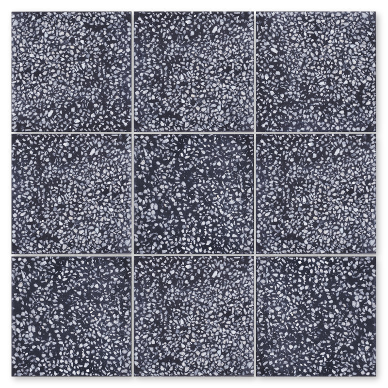 Carreau de sol et de ciment en béton uni 8 po x 8 po Terrazzo, Noir