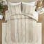 Housse de couette pour lit double / grand lit 3 pièces avec thèmes alternatifs rayés et coton avec bordure blanche
