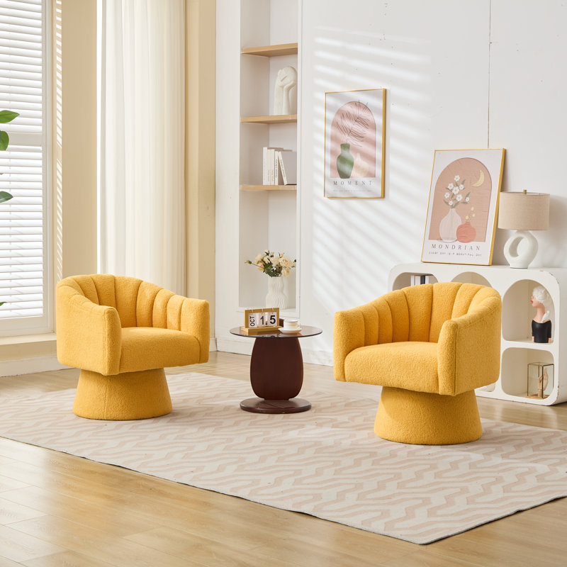 Fauteuil demi-tonneau pivotant, Jaune
