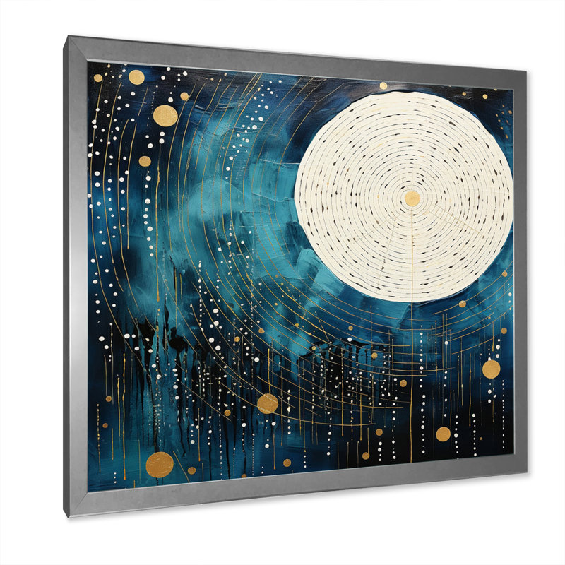 Lune bleue minimalisme IV sur toile, H 30 po x l 30 po x P 1 po, Cadre simple argenté