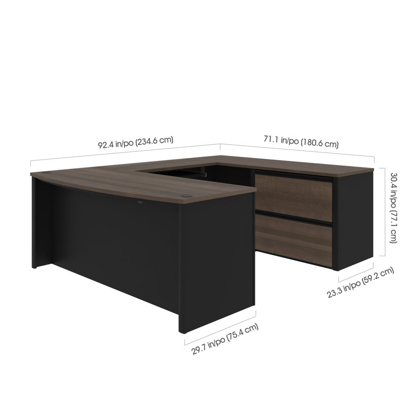 Bureau en U Padro, Antigua / noir