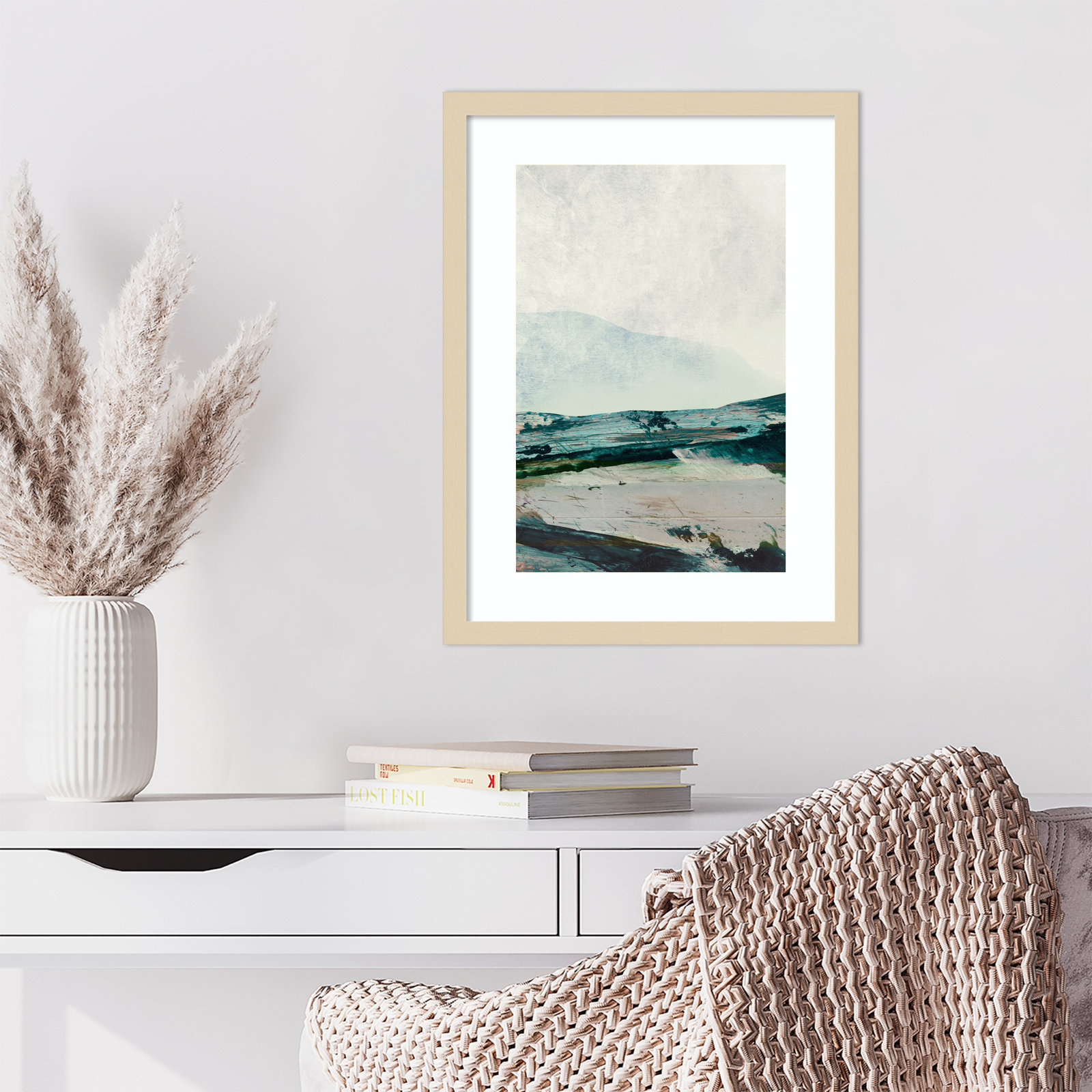 Cleve "Mountain Mists" Print by Dan Hobday, Brown Framed, 21" H x 16" W