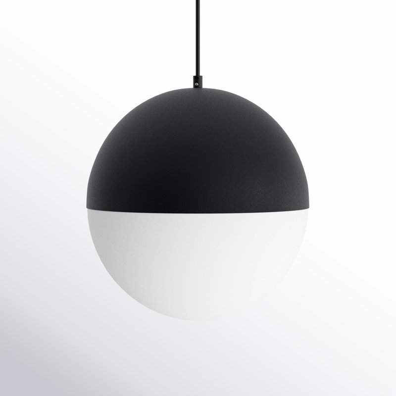 Luminaire suspendu simple à intensité variable 1 lumière Hastings, Noir, H 8,5 po x l 7,75 po x P 7,75 po