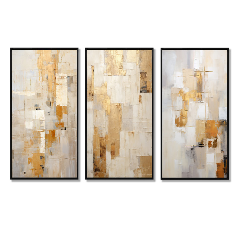 Collage de rêve beige et doré - formes abstraites - ensemble de galerie moderne pour la décoration intérieure