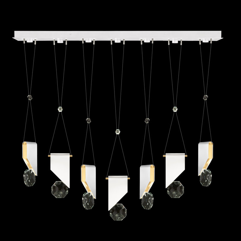 Luminaire suspendu linéaire l 60 po avec charme Aria 1, Blanc / doré
