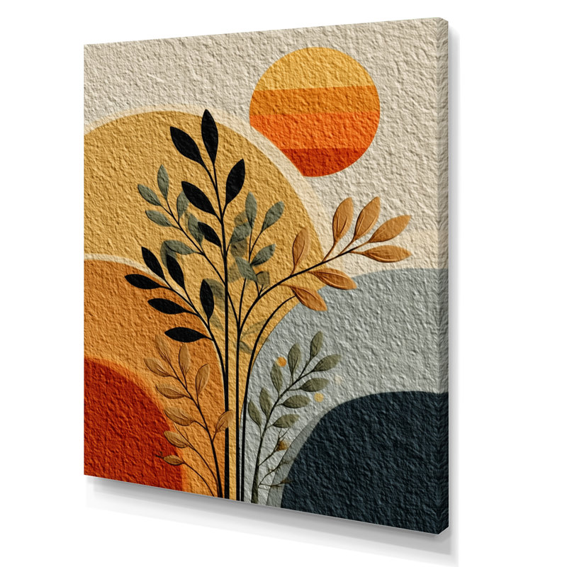 Orange et noir Boho Desert Retreat - Botanicals Wall Art Decor, impression sur toile botanique orange, H 20 po x l 12 po