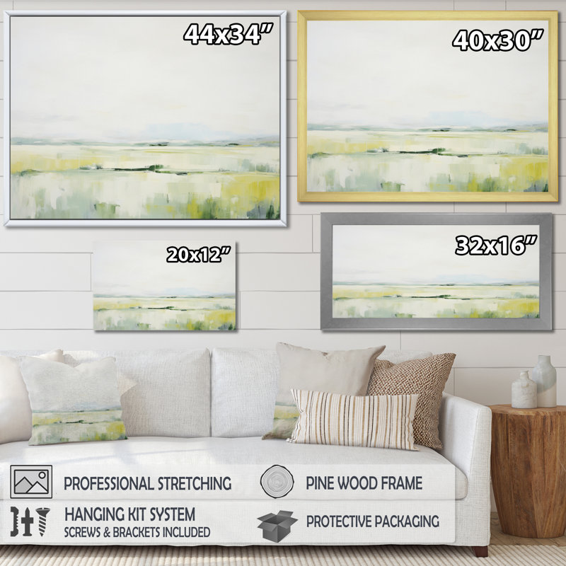 «Meadow Minimalist Pastoral I», reproduction sur toile, H 12 po x l 20 po x P 1 po, Cadre naturel flottant