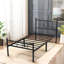 Structure de lit simple de 14 pouces avec tête de lit / pied de lit, rangement sous le lit, support de lattes en métal robuste, aucun sommier requis, silencieux, assemblage facile, noir