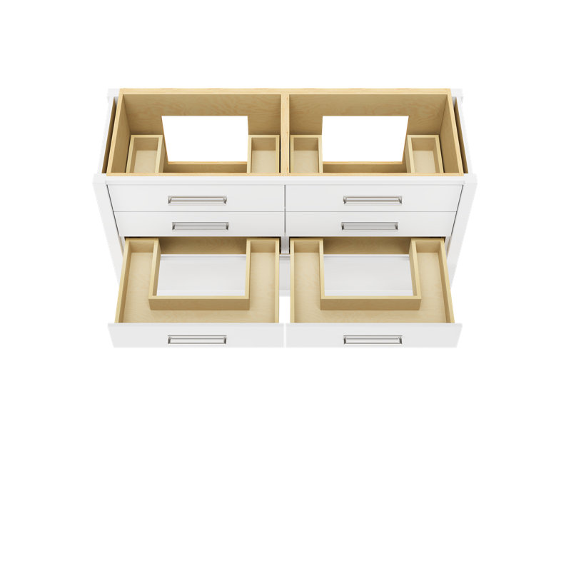 Meuble-lavabo double tiroir Kiawah, Blanc pur, Chrome poli, 60"