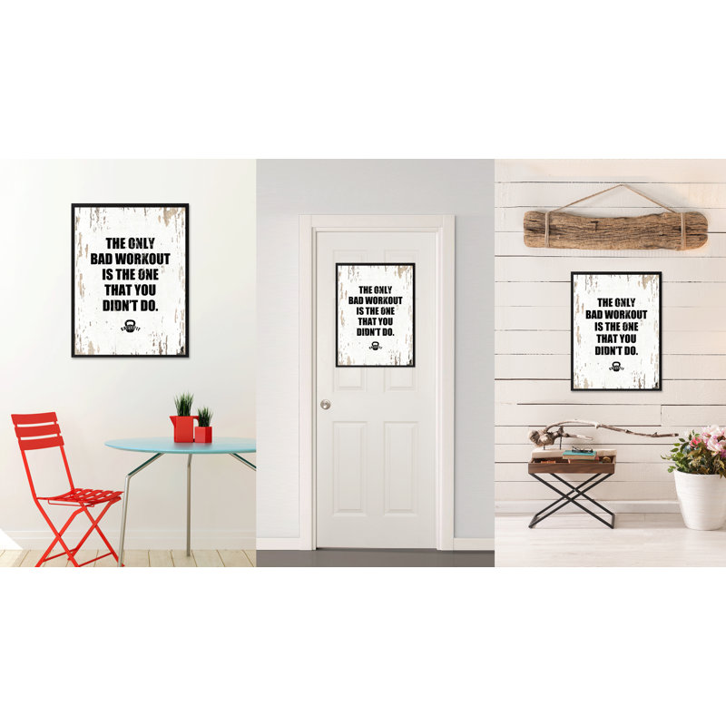 «The Only Bad Work Out is the One That You Did Don't Do», reproduction d'art textuel sur toile encadrée