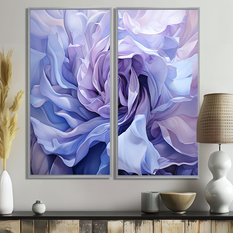 Twist lavande rose - 2 impressions sur toile rose moderne, H 20 po x l 24 po, Impression encadrée flottante, Argent argent